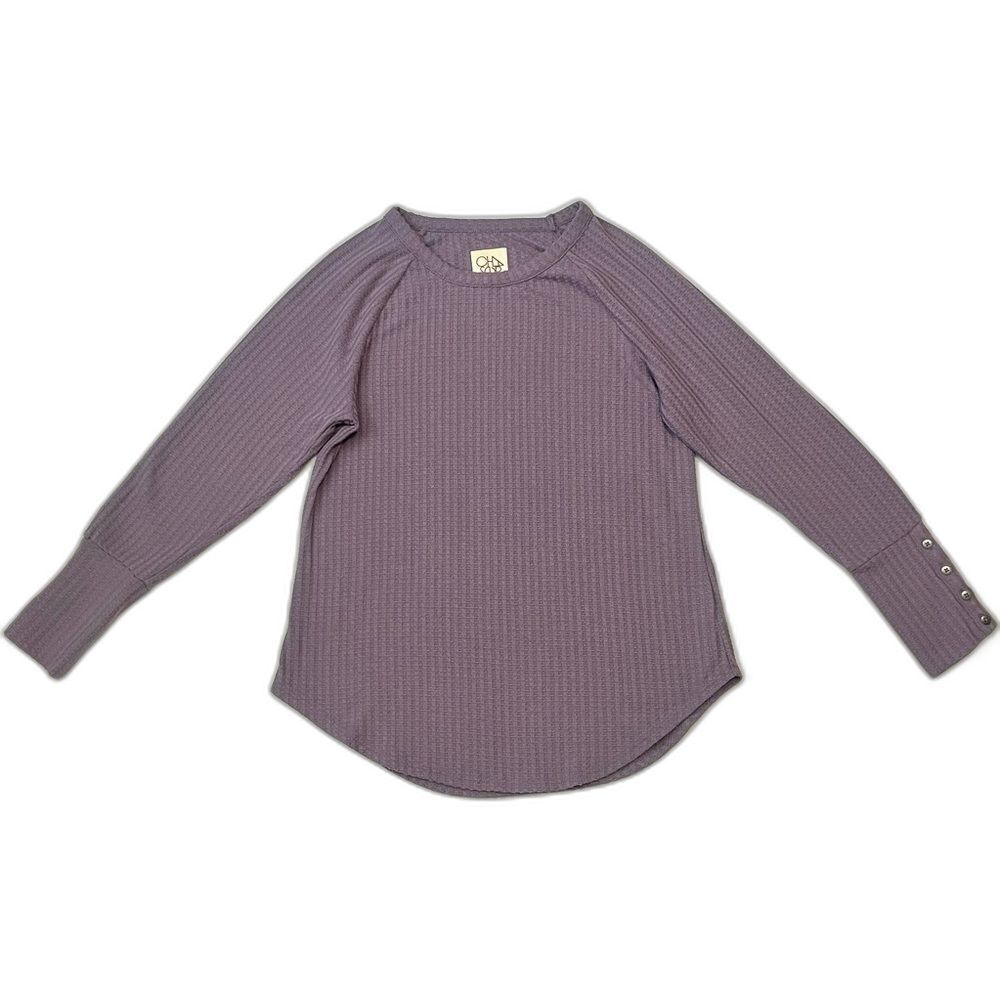 Chaser Thermal Waffle Knit Purple Women's Top Long Sleeve Shirt Size Large